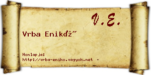 Vrba Enikő névjegykártya